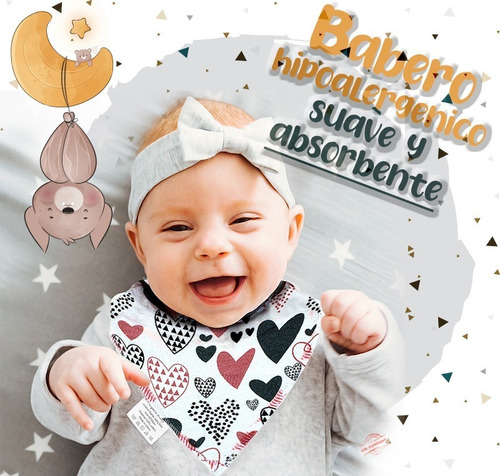 Baberos Para Bebes Suaves Absorbentes Recien Nacidos Mr-03 Corazones