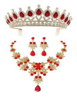 Tiara De Novia Barroco Rojo Rubí Zafiro Con Diamantes De Imi Tiara De Novia Barroco Rojo Rubí Zafiro Con Diamantes De Imi