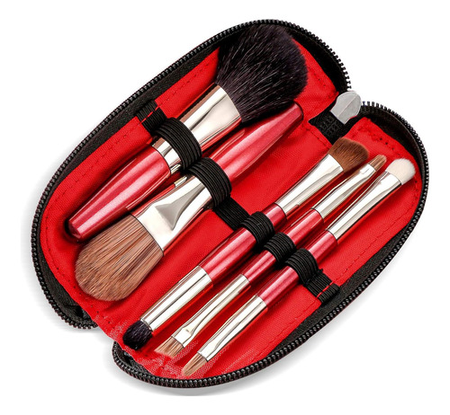 Juego De Mini Brochas De Maquillaje Portátiles Con Estuche D