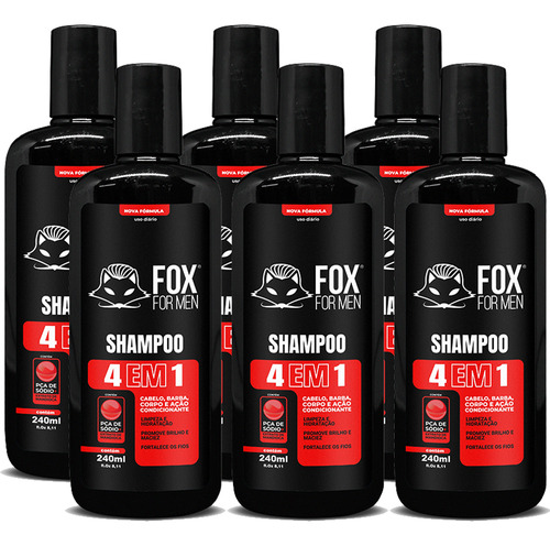 Shampoo 3 Em 1 Para Barba Cabelo E Corpo 300ml Fox For Men