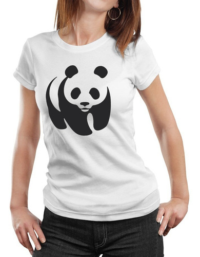 Polera Mujer Oso Panda Wilflife 100% Algodón Orgánico Scl1