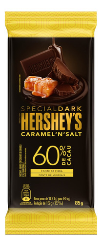 Chocolate amargo 60% cacau caramel 'n' salt Special Dark Hershey's  pacote 85 g