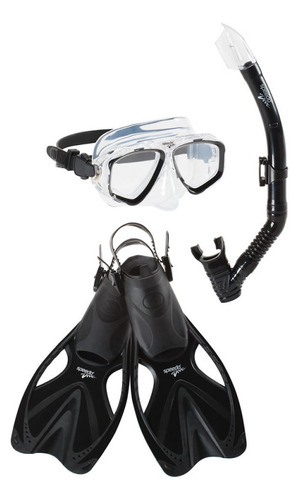 Kit Snorkeling Speedo Adventure Mask And Fins Negro - Talla L/xl
