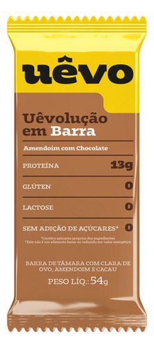 Barra De Proteína Uêvo - Sabor Amendoim Com Chocolate - 10un Sabor Coco Com Chocolate