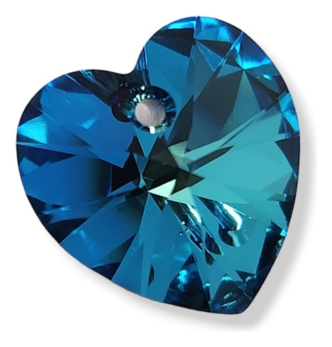 Dije Corazón Bermuda Blue Titanic Swarovski Plata 925 10 Mm