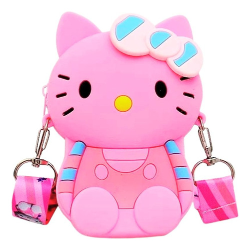 Mini Bolsa Hello Kitty Silicone Infantil Menina Tira Colo