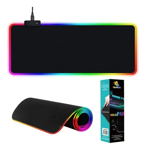 Mouse Pad Gamer 80x30 Cm Rgb Luz Led Usb Retroiluminado Color Negro