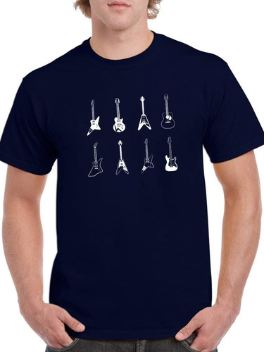 Playera Variedad De Guitarras Electrónicas Para Hombre