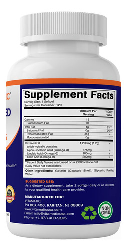 Vitamatic Aceite De Linaza Omega 3 120 Cáp