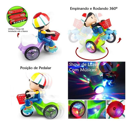Brinquedo Criança Divertido A Pilha Com Luzes E Sons - 1 Pç Cor Triciclo Roxo