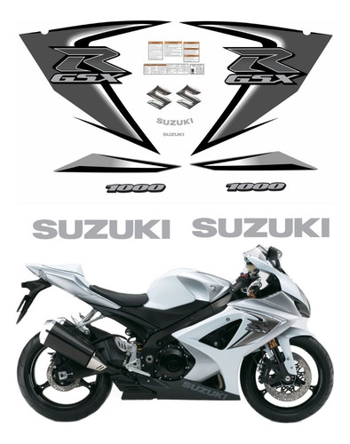 Kit Adesivos Emblemas Suzuki Srad Gsxr 1000 Gsx 1000r 2008 Branca Ca-00656