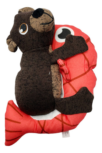 Peluche interactivo para perro, oso Kong y salmón, color marrón