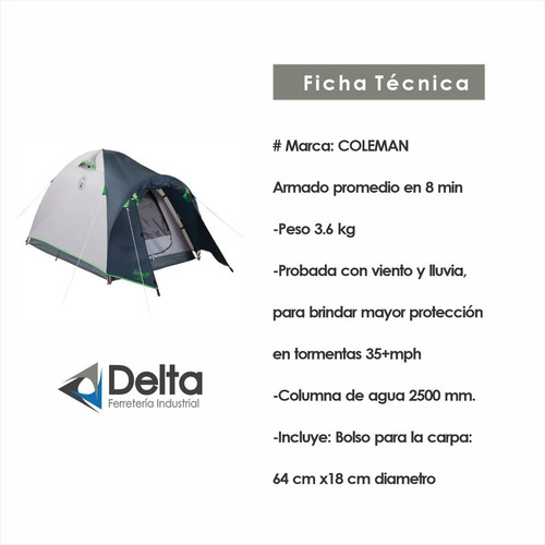 Carpa Coleman 2 Pers 4 Estacion Xt-impermeable-abside+regalo