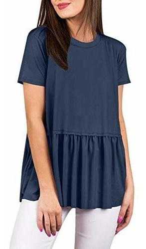 Para Las Mujeres G Y Pl Summer Flare Ruffle Swing Shirt Pepl