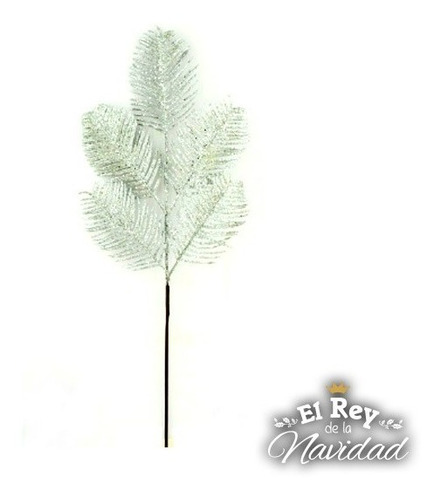 Pick Rama En Vara Xl Glitter Plata 50cm Decoracion Navideña