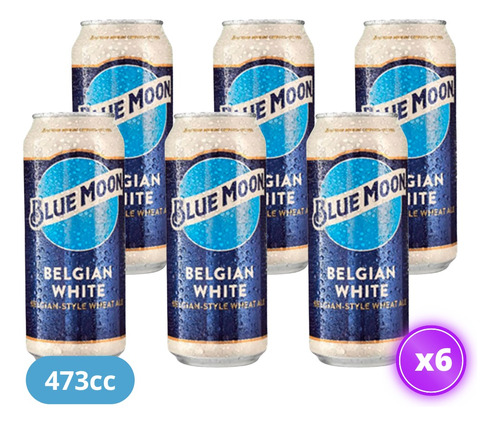 Pack 6x Cerveza Blue Moon Belgian White Lata 473cc