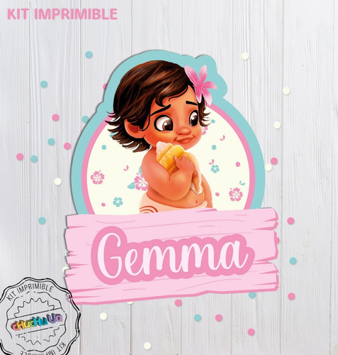 Kit Imprimible Cumpleaños Moana Bebe Personalizado