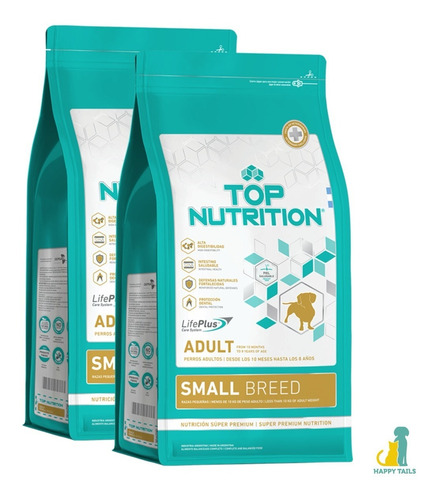 Top Nutrition Adulto Pequeño 2 X 7,5 Kg (15kg) - Happy Tails