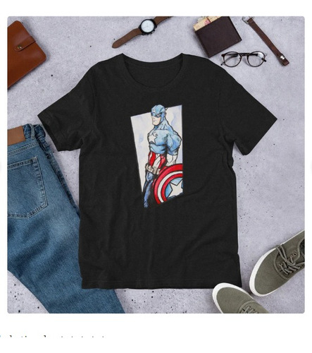 Polera Unisex Capitan America Arte Escudo Algodon Estampado