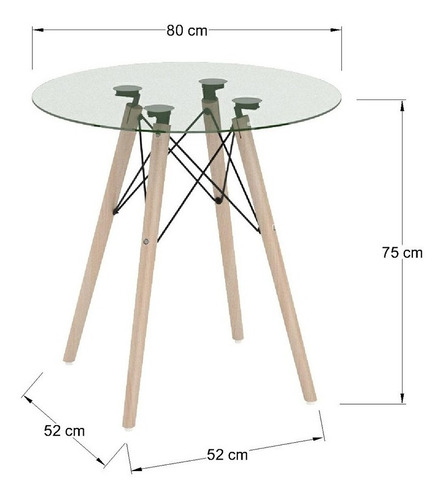 Moderna Mesa De Comedor Circular Eames Vidrio Templado 80
