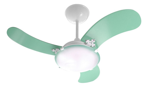 Ventilador De Teto Ventcolors Verde 3 Pás Mdf 110v +controle