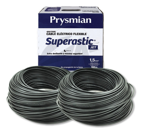 Cable Unipolar Prysmian 1.5mm X2 Rollos Negro X100mts Ea