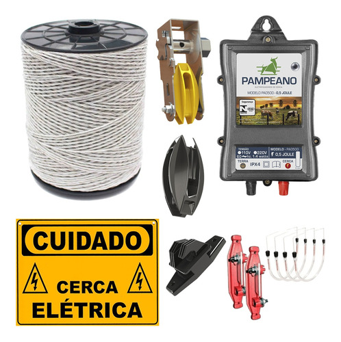 Kit Cerca Eletrica Rural Para Suinos Porco Kit Completo Com Fio