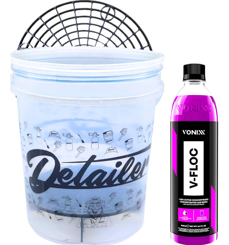 Balde C/ Separador Partícula 19l Shampoo V-floc 500ml Vonixx