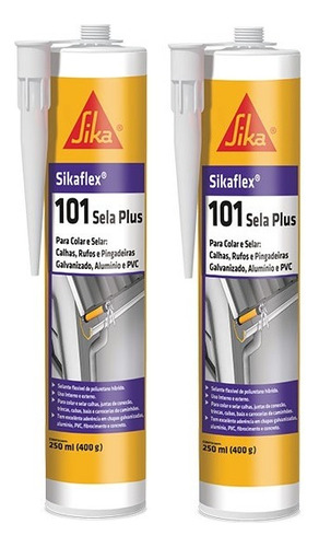 2x Cola Selante Pu Calha Cuba Sikaflex 101 - 400g Branco