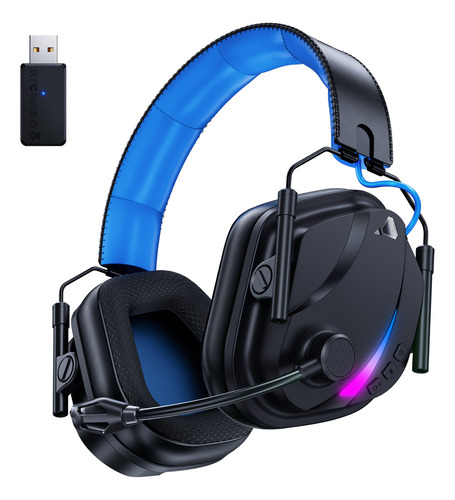 Auriculares Para Juegos Hw12 Para Ps4, Ps5, Xbox Series X, Pc, Switch, Auriculares Para Computadora Con Micrófono Con Cancelación De Ruido, Con Conector De Audio De 3,5 Mm, Diseño Plegable (Azul)