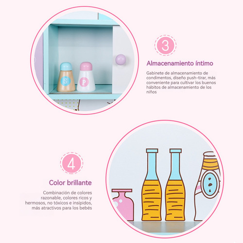 Conjunto De Cocina Simulada Infantil Accesorios Para Niños Rosa