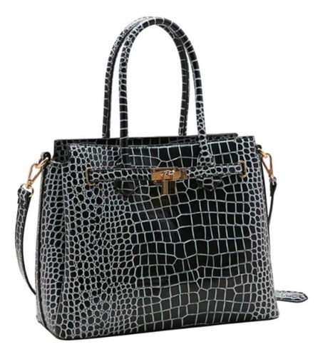 Bolsa Feminina Fashion Chenson Croco Mão E Tira Colo Preto