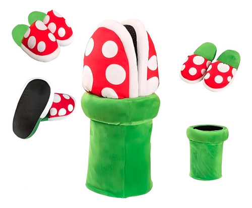 Pantuflas Mario Bros Babuchas Planta Carnivora Con Base