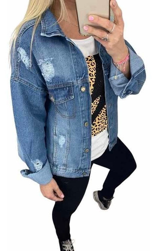 Campera De Jean Roturas Oversize The Big Shop