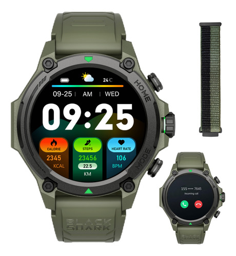 Smartwatch Reloj Inteligente Xiaomi Black Shark Gs3 1.43'' Amoled Compatible con Android y iOS GPS llamada bluetooth(ENC) 50m resistente al agua Verde