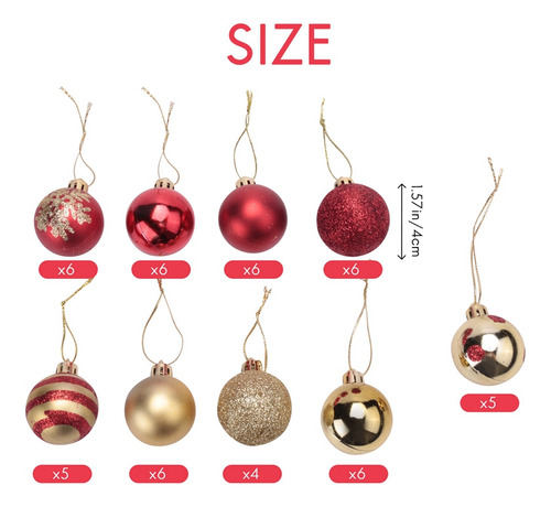 Bolas Decorativas Para Árbol De Navidad, 50 Unidades, Para F