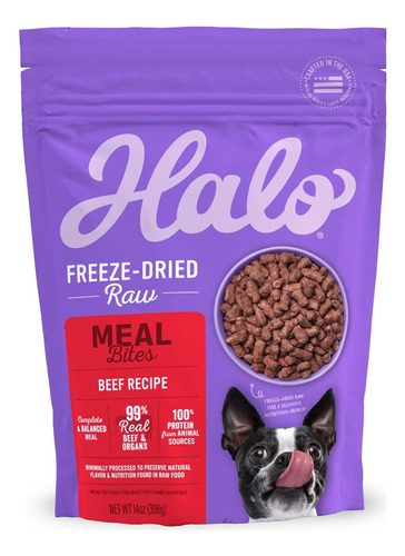 Halo Meal Bites Freeze Dried Raw Dog Food, Beef Recipe, Real