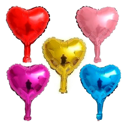 30 Mini Balão Coração Metalizado 12cm 5 Polegadas Coloridos Cor Roxo