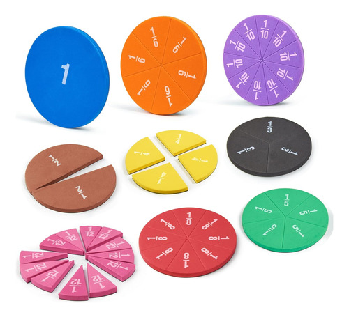 Ic Fraction Tiles & Circles  51pcs Fraction Bars Set, R...