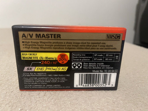Fita Vhs-c Jvc Tc-20 Sx - Lacrada / Virgem (Usado)
