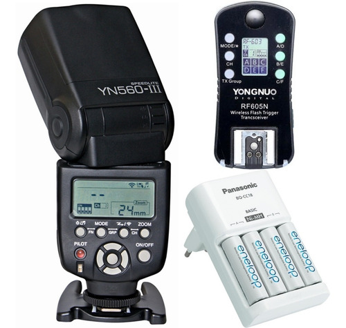 Flash Yn-560iii + Radio Rf605n + Cargador Panasonic +4 Pilas