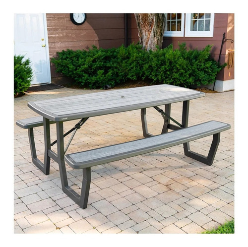 Mesa Picnic Plegable Familiar Grande Para 6 U 8 Personas Color Gris oscuro