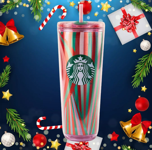 Vaso Starbucks Candy Caramelo Color Rosa Verde Rojo