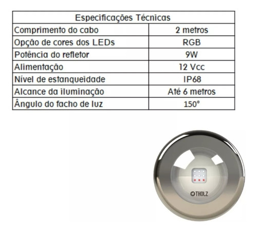 Kit 12 Refletor 9w Cabo 20m Tholz + Fonte 10a + Controle Rgb