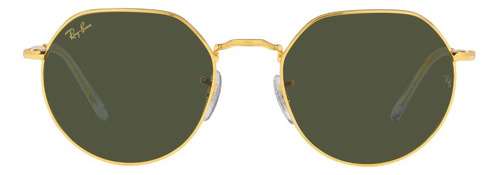 Gafas de sol Ray-Ban Jack Small con marco de metal color polished gold, lente green de cristal clásica, varilla polished gold de metal - RB3565