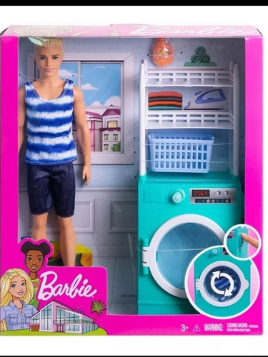 Barbie Set De Juego Muñeco Ken Con Muebles Y Lavadora 