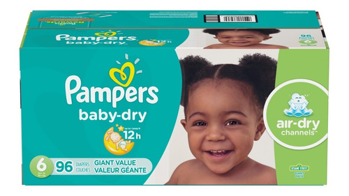 Pañales Pampers Baby Dry, Talla 6, 96 Pzs