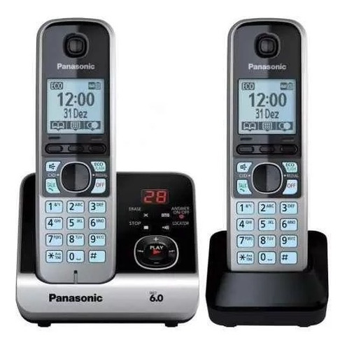 Telefone Panasonic Sem Fio Kx-tg6722lbb+1 Ramal Preto Bivol