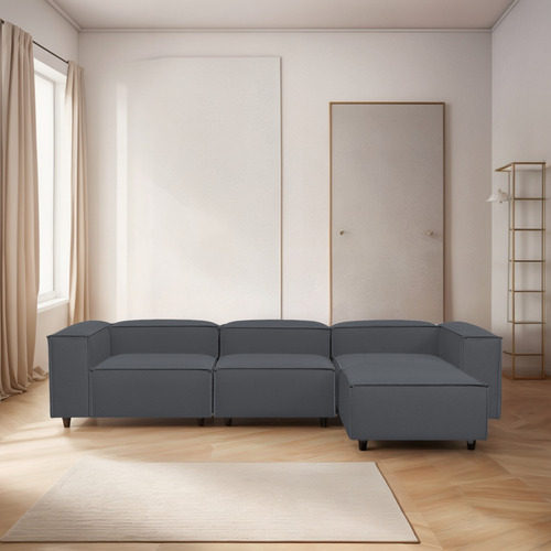 Sala Esquinera Moderna Latt Sillón Modular Lino Soft Minimal