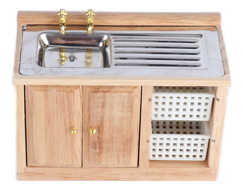 Mini Lavabo De Madera Tipo Casita De Muñecas De Tamaño 1:12